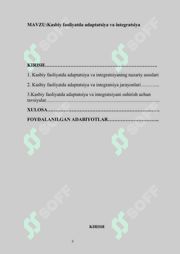Kasbiy faoliyatda adaptatsiya va integratsiya 2