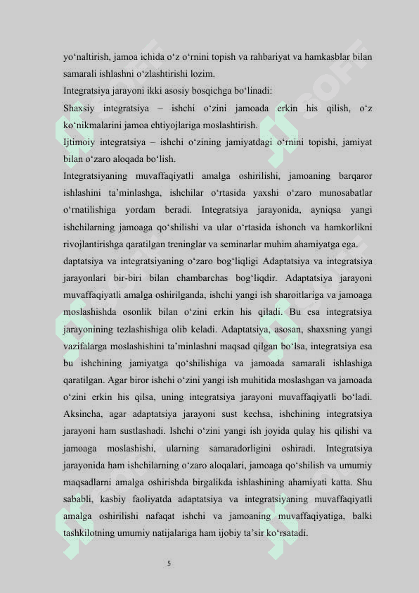Kasbiy faoliyatda adaptatsiya va integratsiya 5