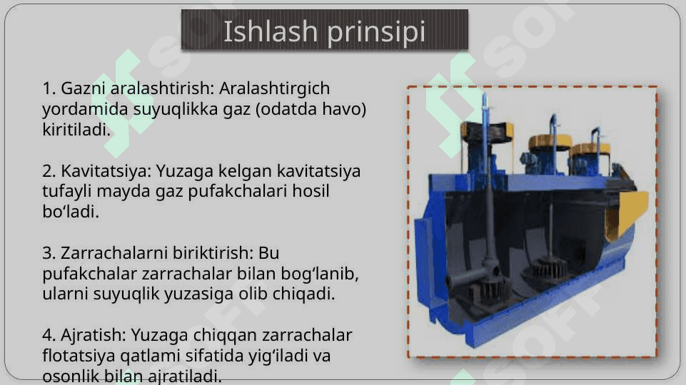 Aralashtirgichlar turlari. Flatatsiyali, magnitli, siklonli 4