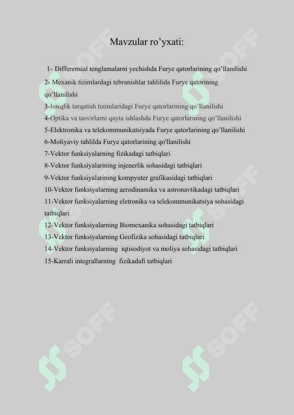 Differensial tenglamalarni yechishda Furye qatorlarining qo’llanilishi 2