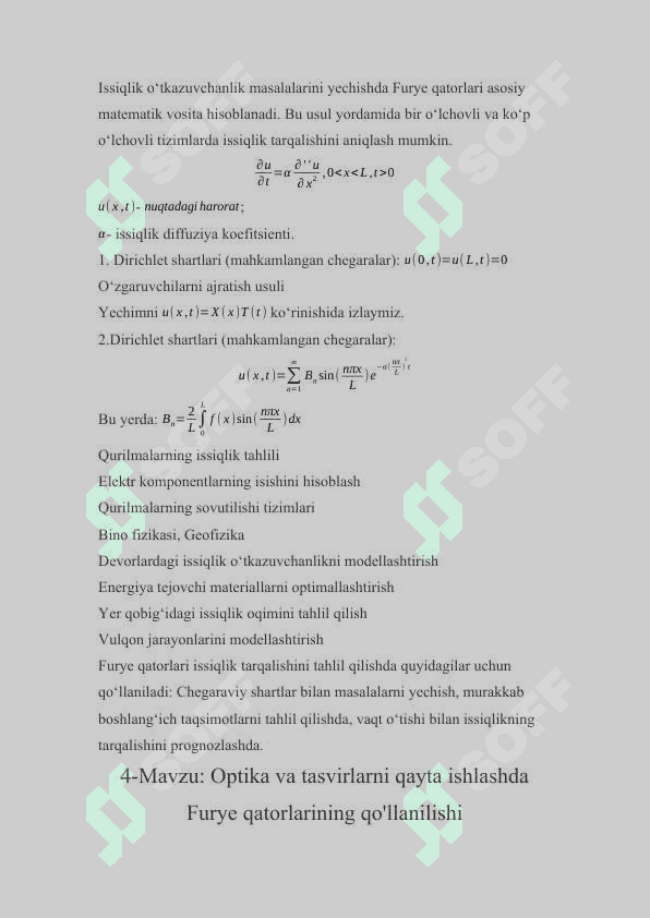 Differensial tenglamalarni yechishda Furye qatorlarining qo’llanilishi 6