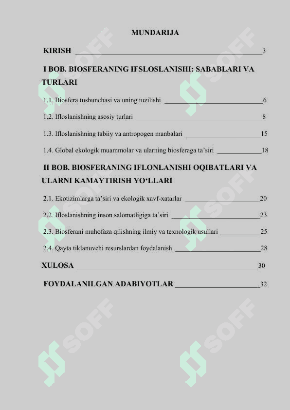 Biosferaning ifloslanishi va uning oldini olish masalasi 2