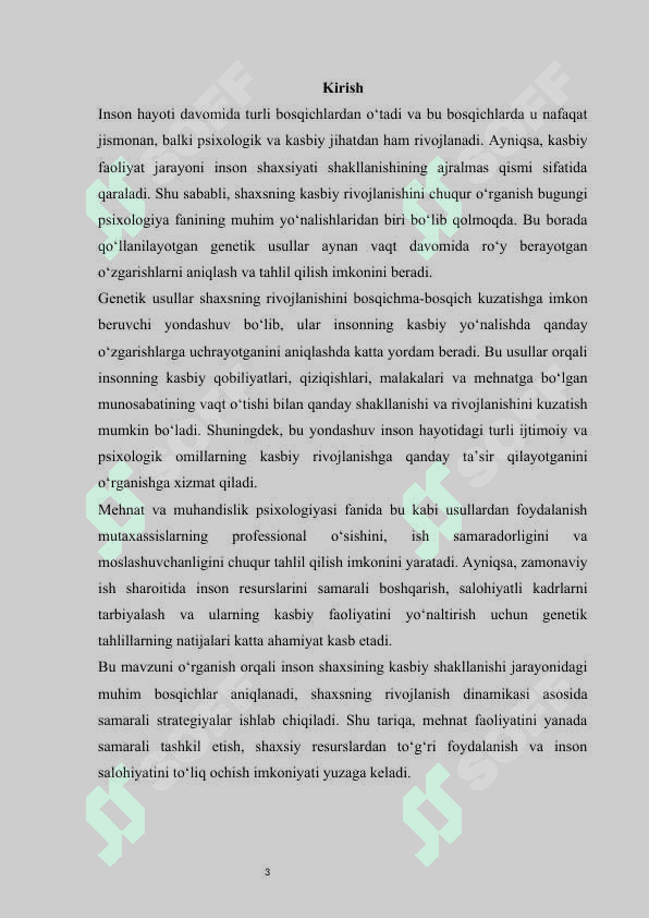 Genetik usullar shaxsni uzoq vaqt davomida kasbiy rivojlanishdagi o‘zgarishlarni o‘rganish 3