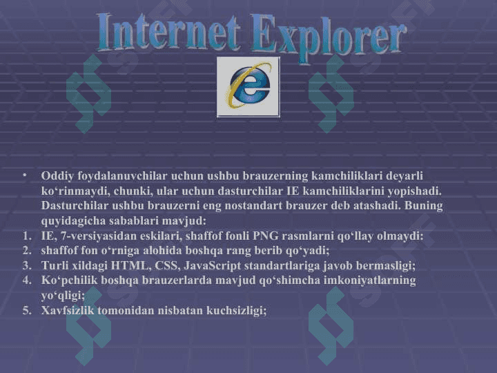 Brauzerlar haqida umumiy ma’lumot. 7
