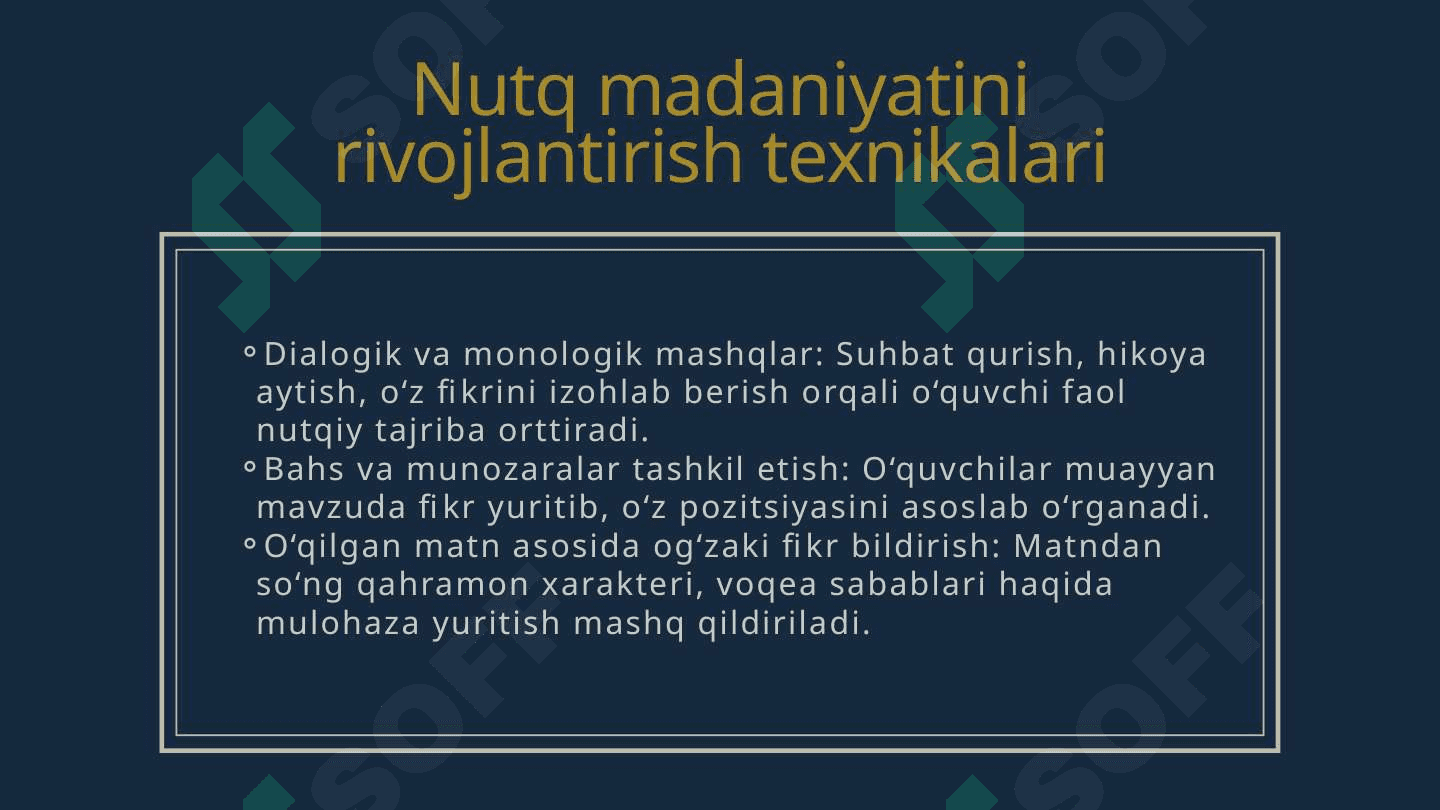 Ogʻzaki nutq talablari va maktabda ona tili taʼlimi. 7
