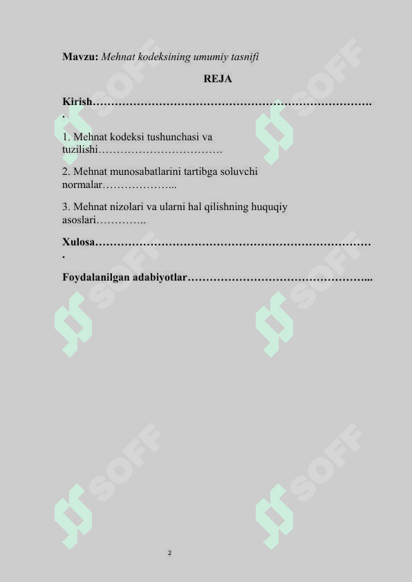 Mehnat kodeksining umumiy tasnifi 2