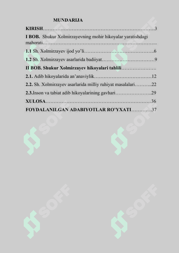 Kurs ishi SHUKUR XOLMIRZAYEV – MOHIR HIKOYANAVIS 2