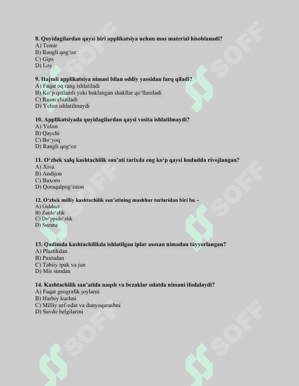 Saxnalashtirish 20 test 2