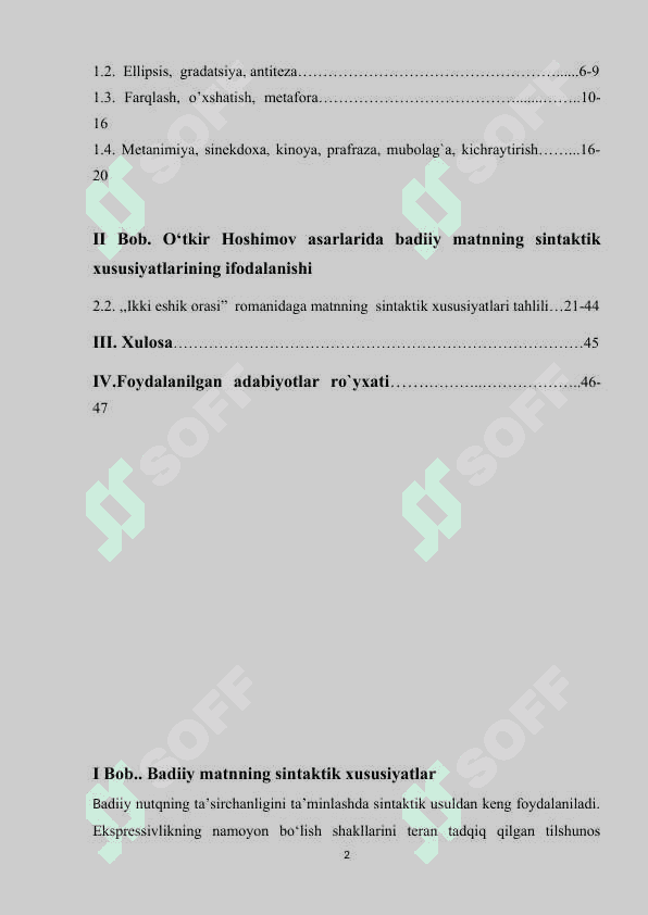 Kurs ishi Badiiy matnning sintaktik xususiyatlari 2