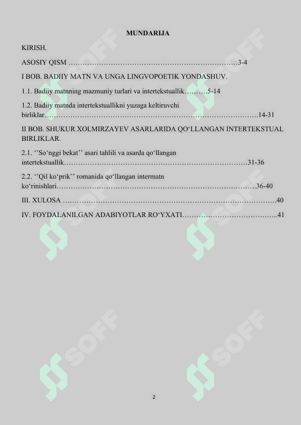Kurs ishi Shukur Xolmirzayev asarlarida intermatn 2