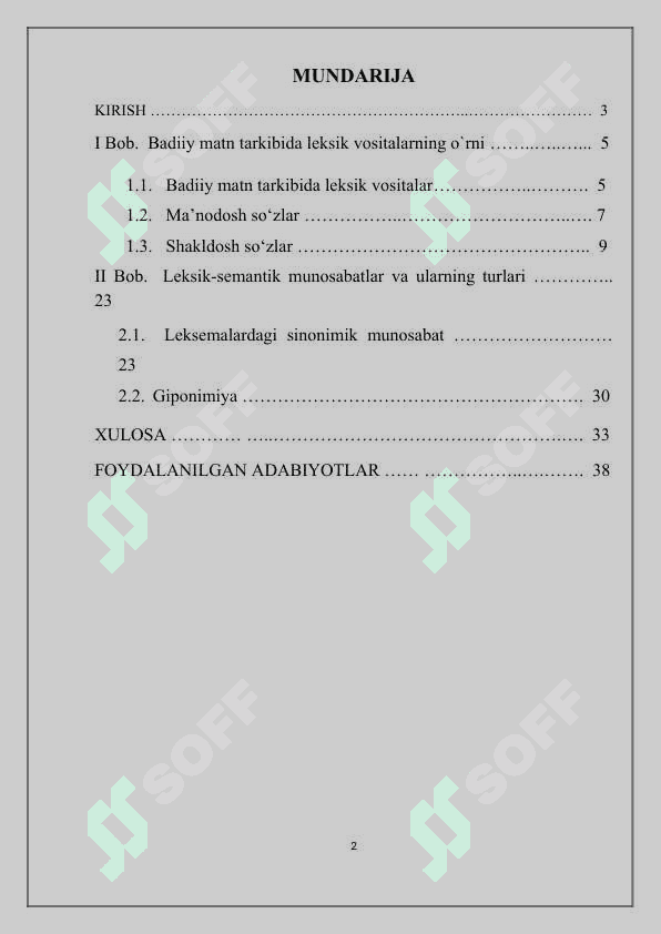 Kurs ishi BADIIY MATNNING LEKSIK SEMANTIK XUSUSIYATLARI 2