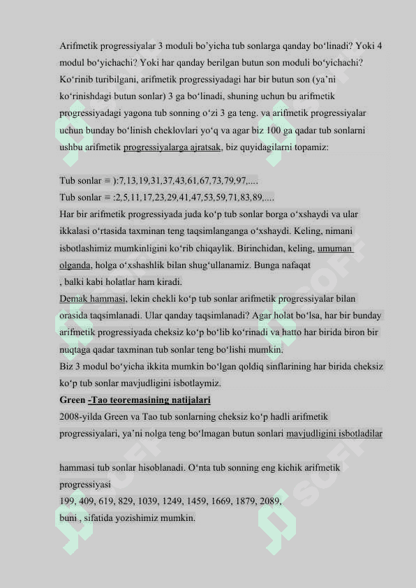 Referat Arifmеtik progrеssiyada tub sonlar 2