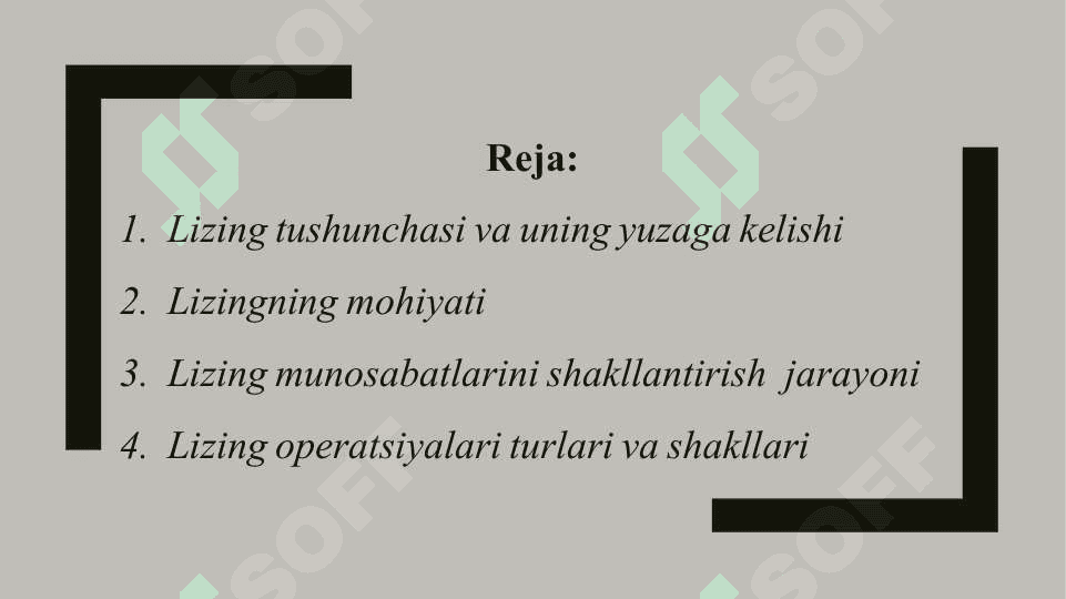 Taqdimot Lizingning iqtisodiy mazmuni 2