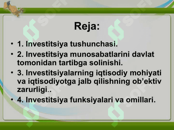 Investitsiya funksiyalari va omillari 3