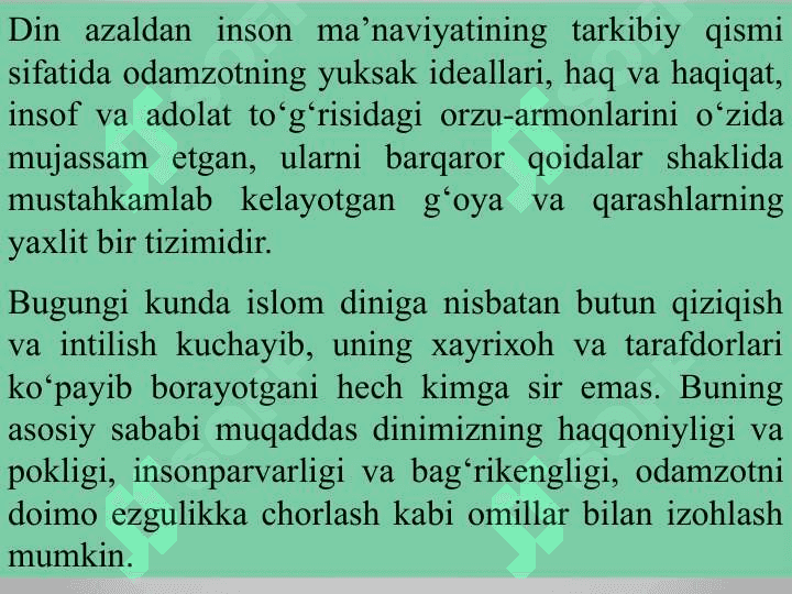 Mavzu: Zamonaviy diniy harakatlar va sektalar. 2