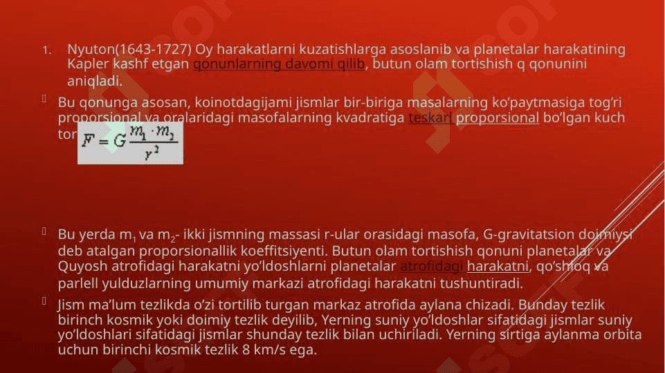 MODDIY NUQTANING  MARKAZIY  KUCH TA’SIRIDAGI HARAKATI 3