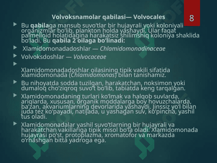 yashil suv o`tlar bo`limi 8