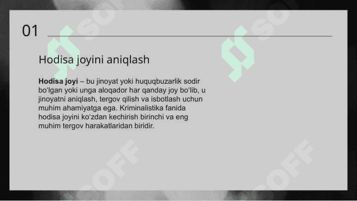 Kriminalistika: Hodisa joyida tekshirish taktikasi 3