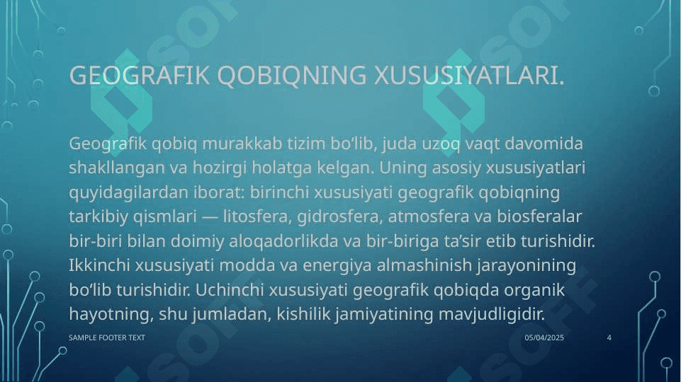 Geografik qobiqning chegaralari, xususiyatlari 4