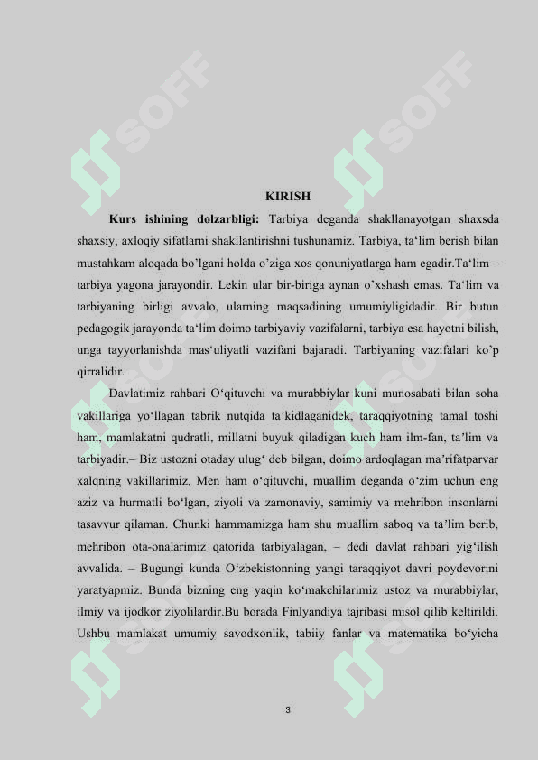 Kurs ishi Sinfdan va maktabdan tashqari ishlarda tejamkorlik tarbiyasi 2
