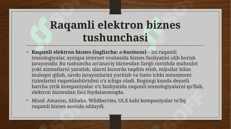 Raqamli elektron biznes bozori va elektron marketing 2
