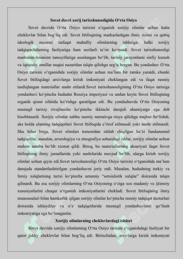 Xorij tarixshunosligida O‘rtа Оsiyo tаrixining o‘rganilishi 7