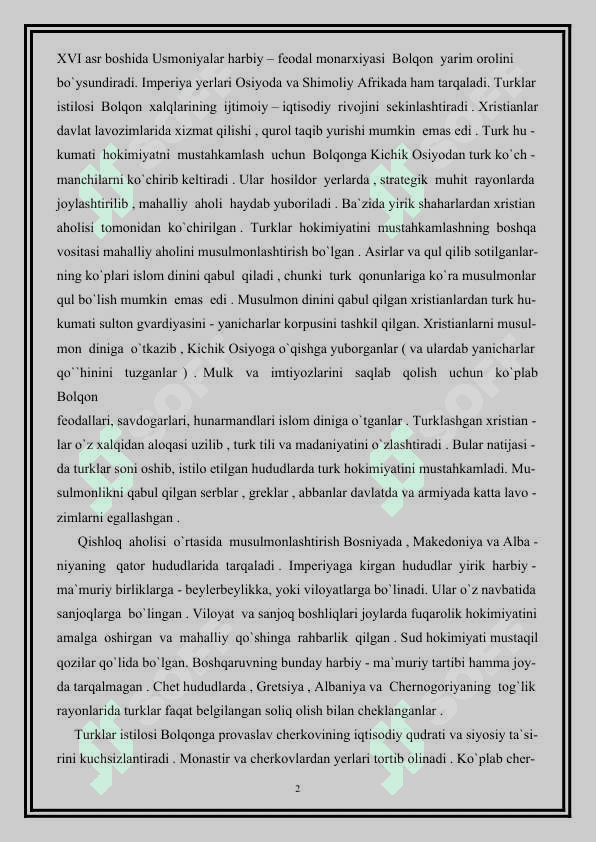 XVI asr – XVII asrning boshlarida Usmoniylar imperiyasi 2