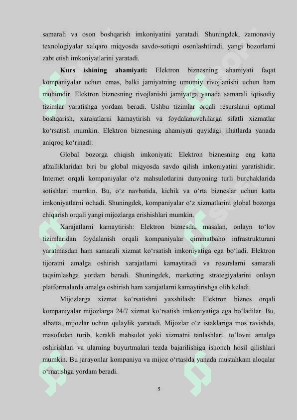 Elektron biznesning tarkibiy qismlari 5