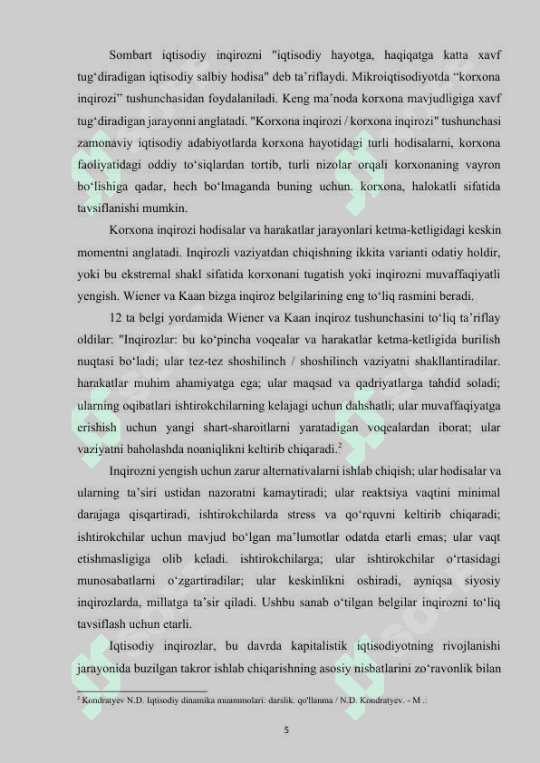 Iqtisodiy inqirozlar va ularga qarshi dasturlar samaradorligini oshirish yo‘llari 5