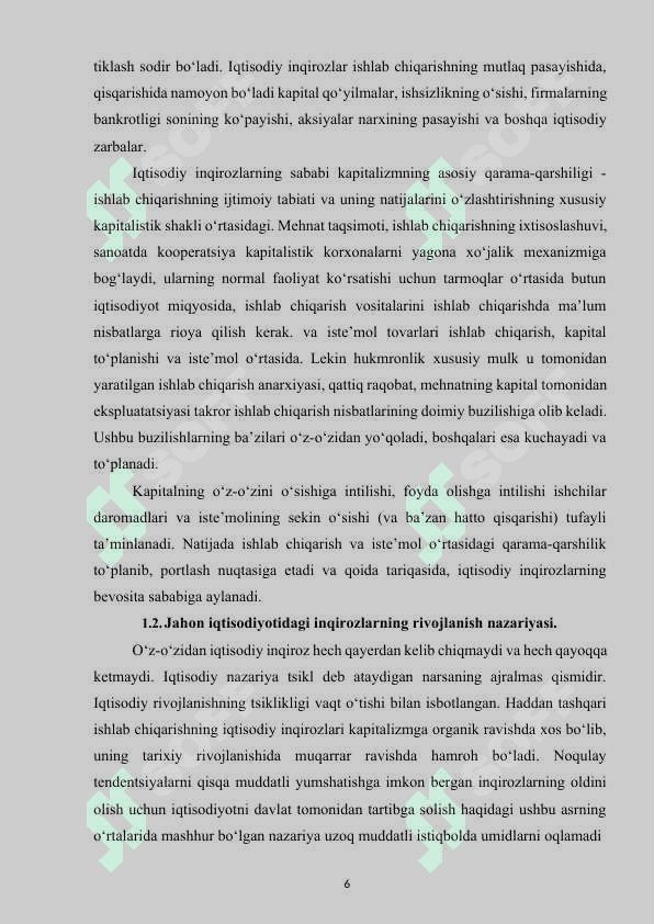 Iqtisodiy inqirozlar va ularga qarshi dasturlar samaradorligini oshirish yo‘llari 6