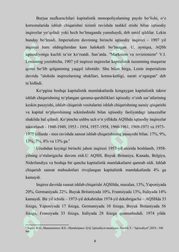 Iqtisodiy inqirozlar va ularga qarshi dasturlar samaradorligini oshirish yo‘llari 8