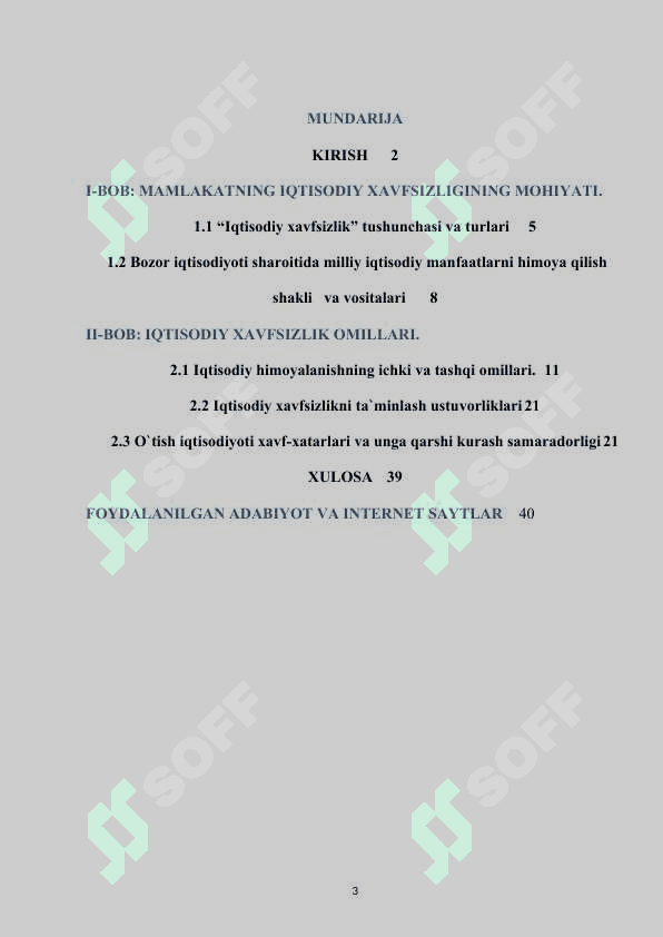 Mamlakat iqtisodiyo xavfsizligini taʼminlashning ustuvor yoʻnalishlari 2