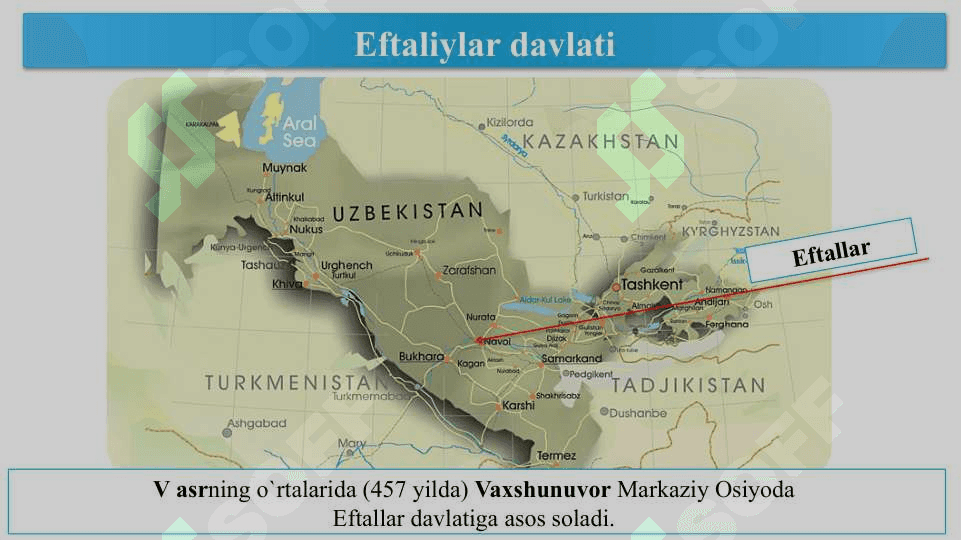 Eftaliylar davlatining vujudga kelishi. ЕftаIiуlаr davrida ijtimoiy-iqtisodiy va madaniy hayot. Тurk xoqonligi. Xoqonlik davrida о'rtа Osiyo xalqlarining iqtisodiy va madaniy hayoti 6