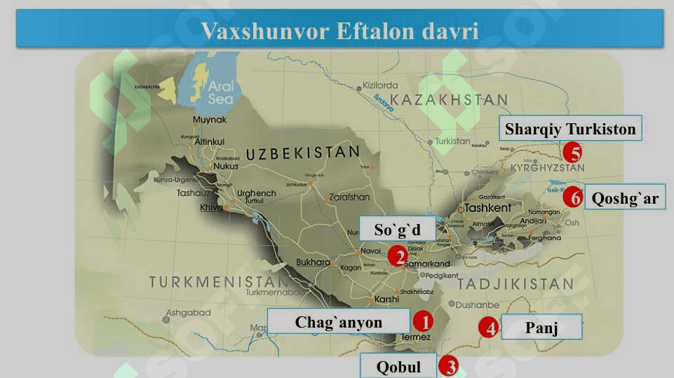 Eftaliylar davlatining vujudga kelishi. ЕftаIiуlаr davrida ijtimoiy-iqtisodiy va madaniy hayot. Тurk xoqonligi. Xoqonlik davrida о'rtа Osiyo xalqlarining iqtisodiy va madaniy hayoti 7