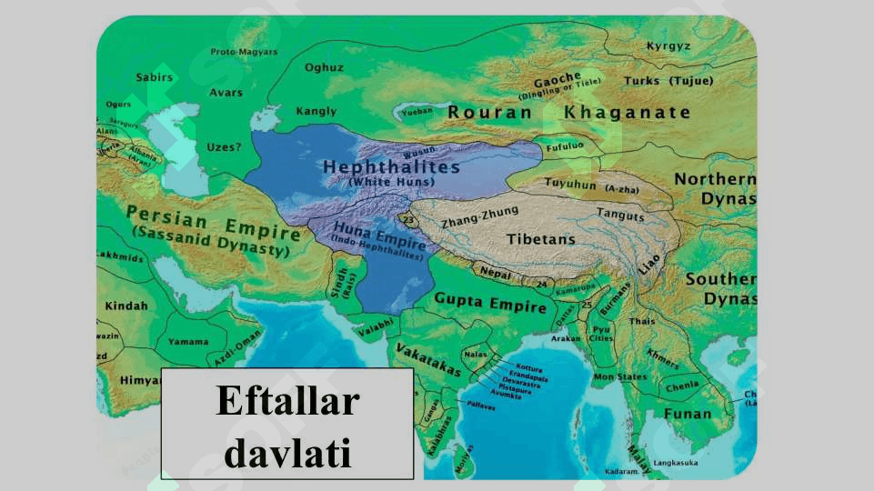 Eftaliylar davlatining vujudga kelishi. ЕftаIiуlаr davrida ijtimoiy-iqtisodiy va madaniy hayot. Тurk xoqonligi. Xoqonlik davrida о'rtа Osiyo xalqlarining iqtisodiy va madaniy hayoti 8