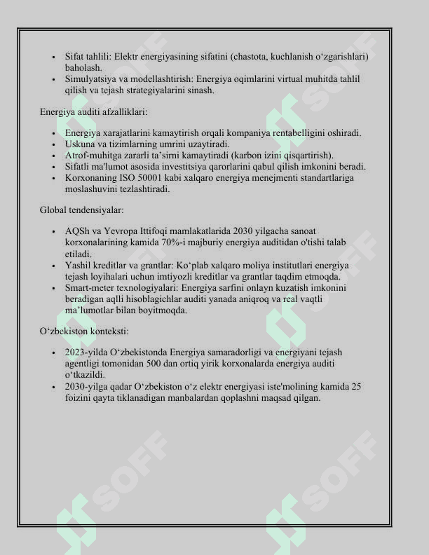 Energiya auditini maqsadlari va dastur faoliyatining energiya samaradorligini baholash 6