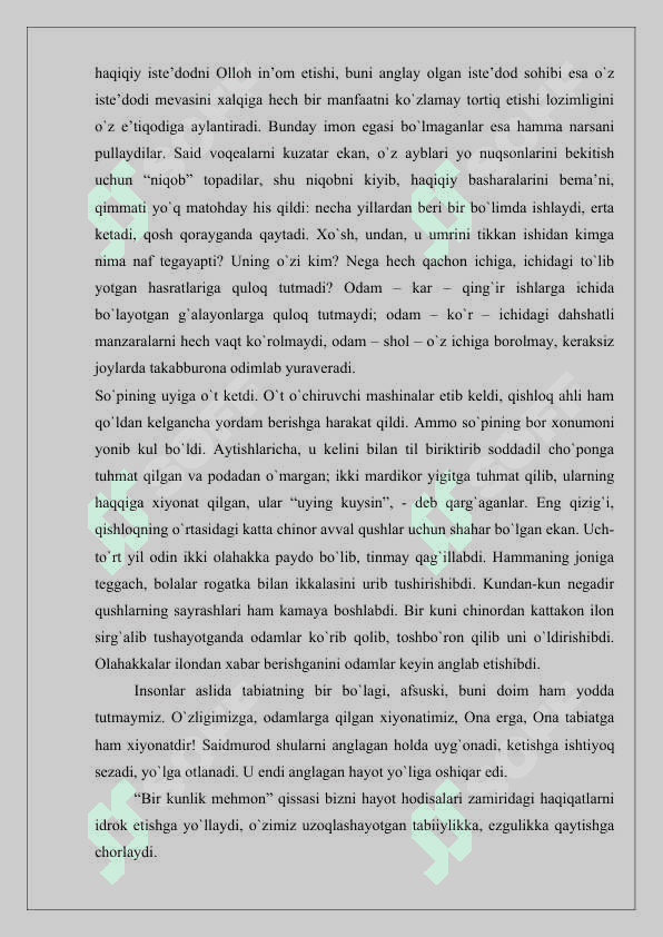 O`ZBEK QISSALARIGA XOS QAHRAMON YARATISH TAMOYILLARI 5