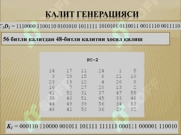 Симметрик Блокли шифрлаш алгоритмлари. DES шифрлаш алгоритми. 8