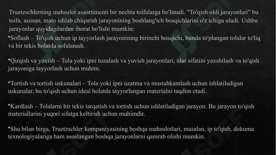 Mavzu: "Truetzschler","Rieter","Marsoli" firmalarining titish-tozalash agregatlari qiyosiy tahlili 6