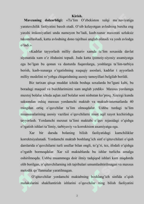 SAVOD OʻRGATISH MASHQLARINI TASHKIL ETISH 2