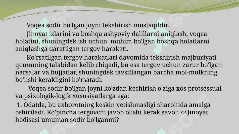 Voqea joyida tergov eksperementini va ko‘rsatmalarini tekshirishning psixologik xususiyatlari 7