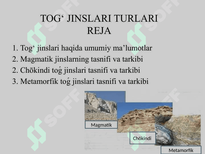 TOG‘ JINSLARI TURLARI 2