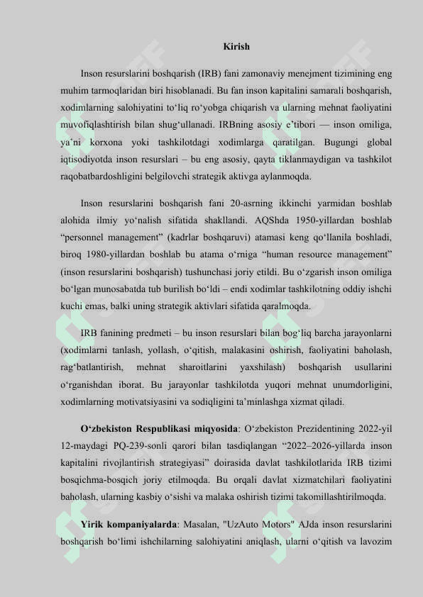 Inson resurslarini boshqarish fanining mazmuni va asosiy vazifalari 2