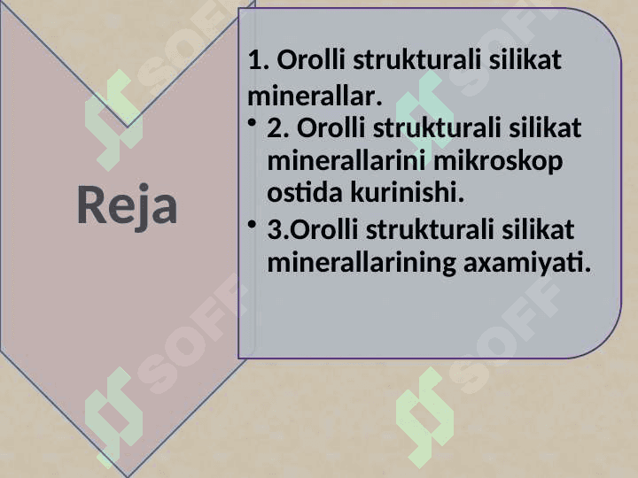 Mavzu: Orolli strukturali silikat minerallarni  binokulyar yordamida oʼrganish va aniqlash. 2