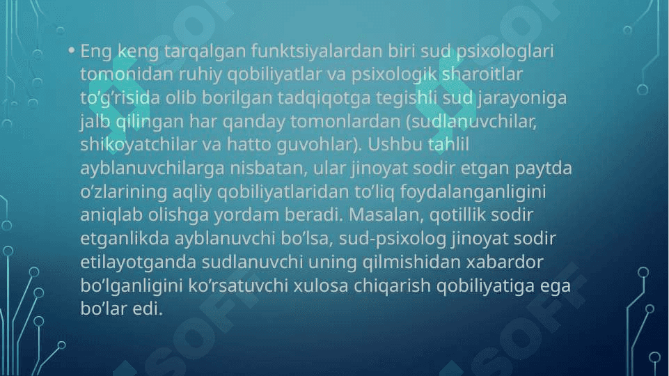 Sud muhokamasining psixologik asoslari. Sudya, davlat prokurori va advokatning kasbiy – psixologik xususiyatlari 8