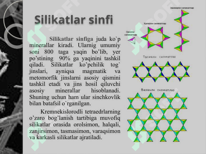 Orolli Silikatlar sinfi (granatlar,olivinlar) 3
