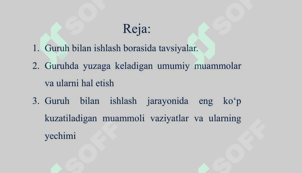 GURUH BILAN ISHLASH JARAYONIDA PAYDO BO’LISHI MUMKIN BO’LGAN  MUAMMOLI VAZIYATLAR 2