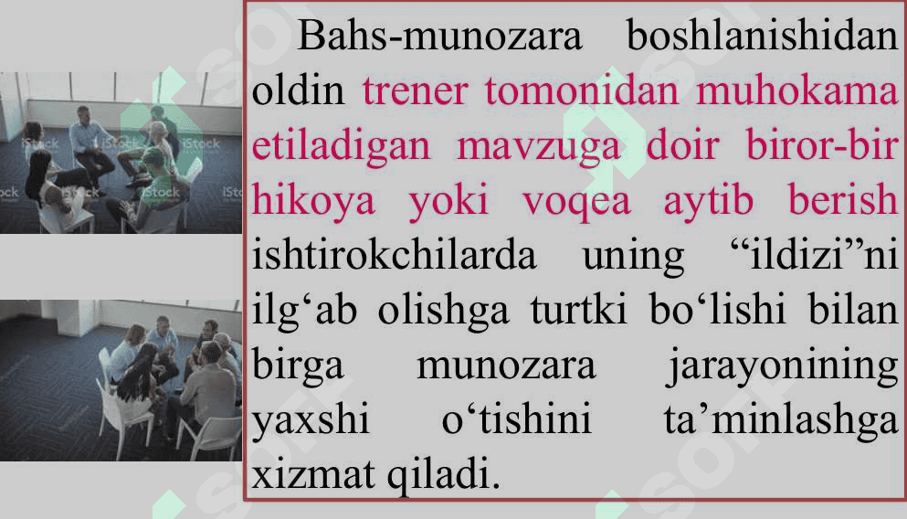 SOTSIAL PSIXOLOGIK TRENINGLARDA BAHS-MUNOZARA USULI 5
