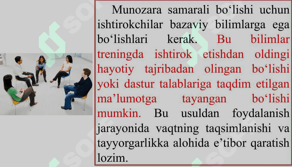 SOTSIAL PSIXOLOGIK TRENINGLARDA BAHS-MUNOZARA USULI 8