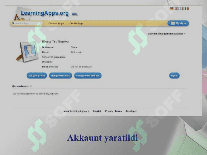 LearningApps interaktive mashqlari ishlab chiqish va nashr qilish 6
